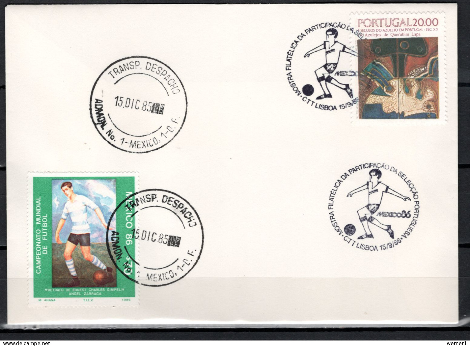 Mexico / Portugal 1986 Football Soccer World Cup Commemorative Cover - 1986 – Mexiko