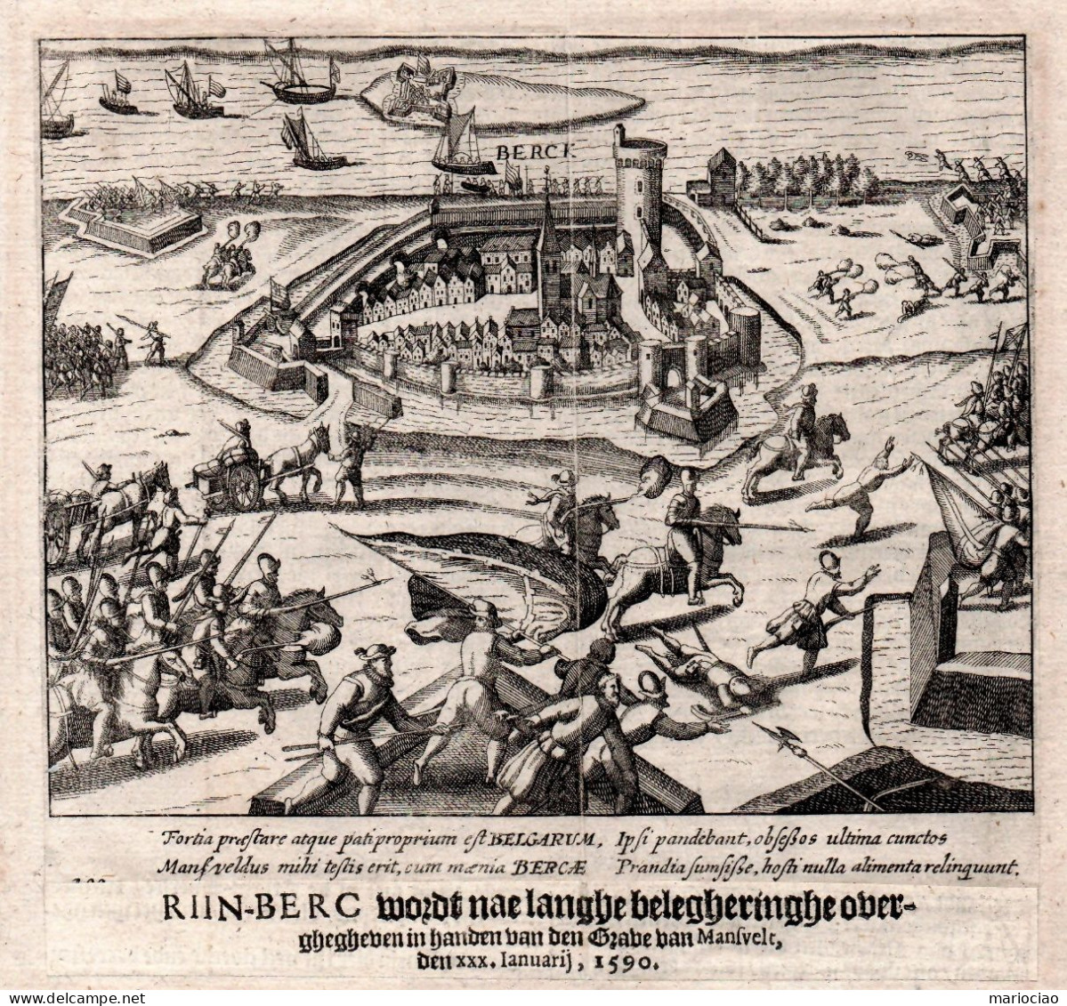 ST-DE RHEINBERG Belagerung Von 1590 - Kupferstich 1615 - Stiche & Gravuren