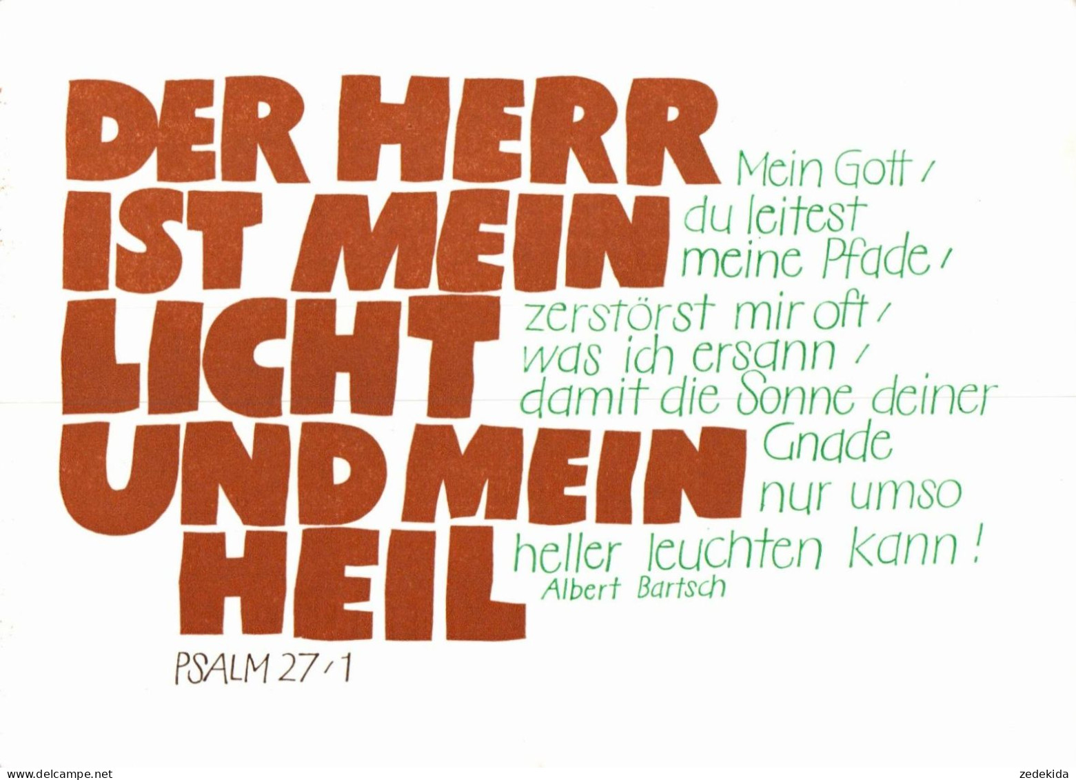 H2022 - Psalm Spruchkarte - Licht Heil - Albert Bartsch - Schäfer Verlag DDR - Autres & Non Classés
