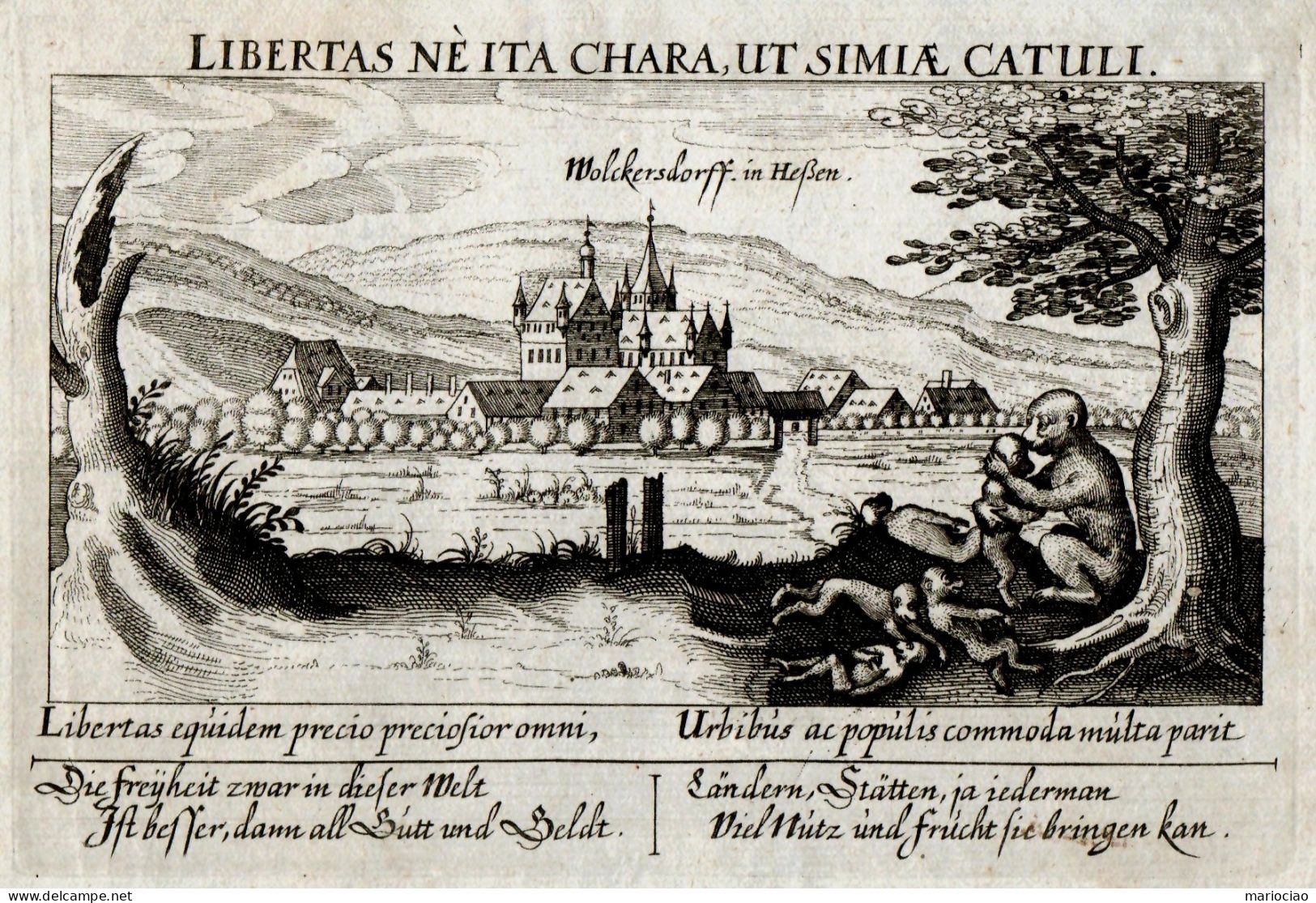 ST-DE Schloss Wolkersdorf Burgwald Im Landkreis Waldeck-Frankenberg 1678~ Wolckersdorff In Hessen Daniel Meisner - Stiche & Gravuren