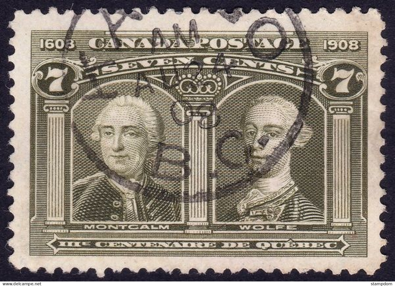 CANADA 1908 Quebec Tercentenary 7c Sc#100 - USED @P818 - Used Stamps