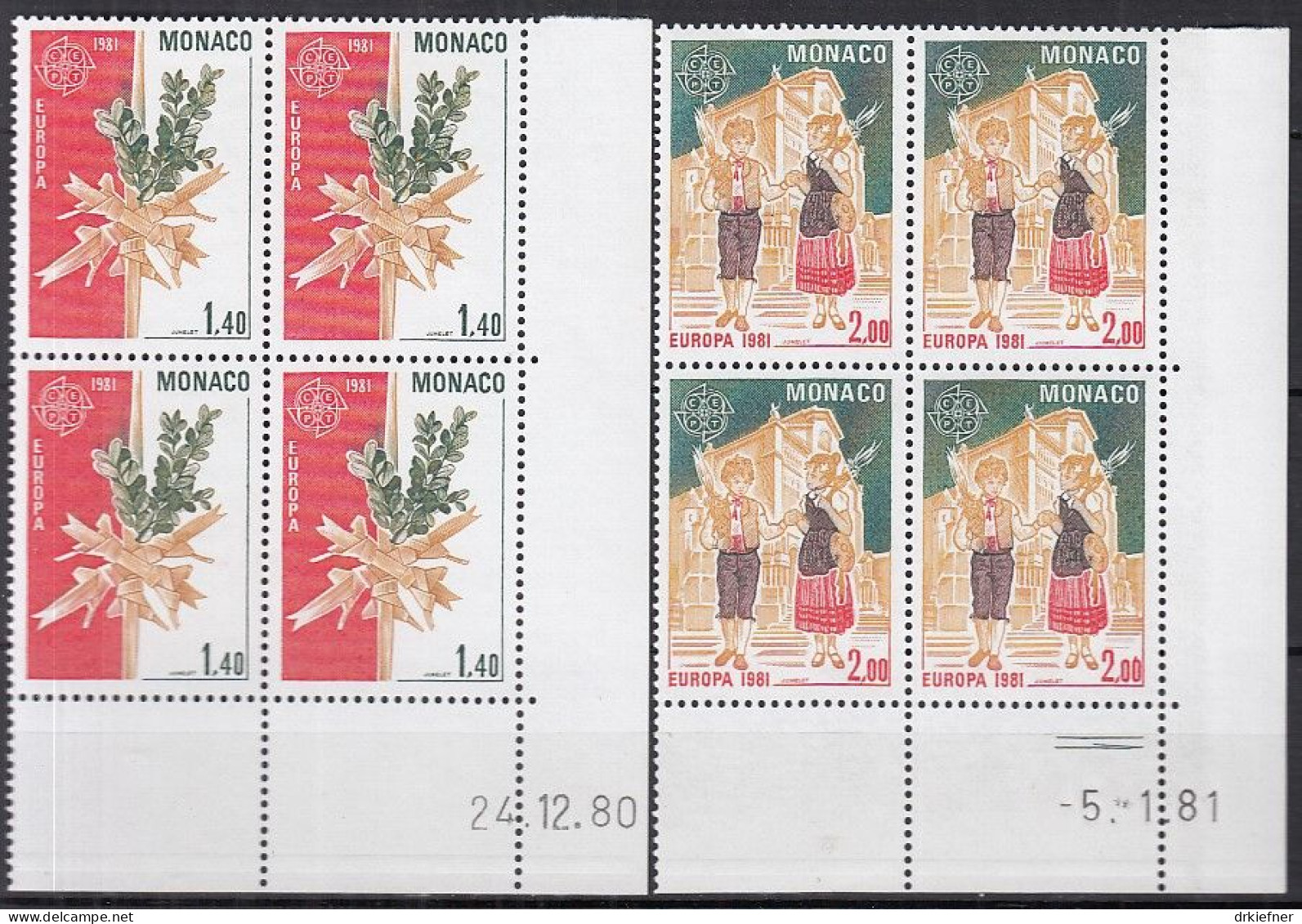 MONACO  1473-1474, Eckrand Mit Druckdatum 24.12., Postfrisch **, Europa CEPT: Folklore, 1981 - Unused Stamps