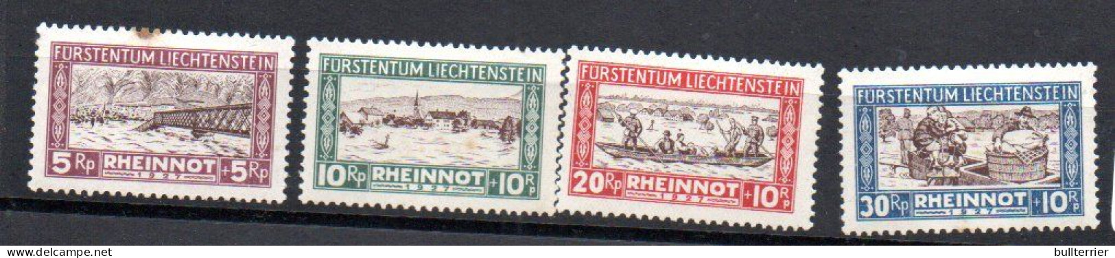 LIECHTENSTEIN - 1928- FLOOD RELIEF SET OF 4 MINT HINGED PREVIOUSLY SG CAT £122 - Unused Stamps