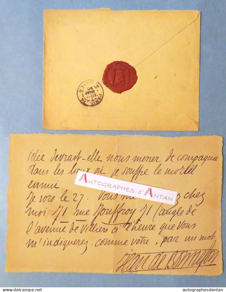 ● L.A.S 1890 Jean De BONNEFON Journaliste Né à Calvinet Cantal LE TRIBOULET - Cachet De Cire Rouge - Lettre Autographe - Ecrivains