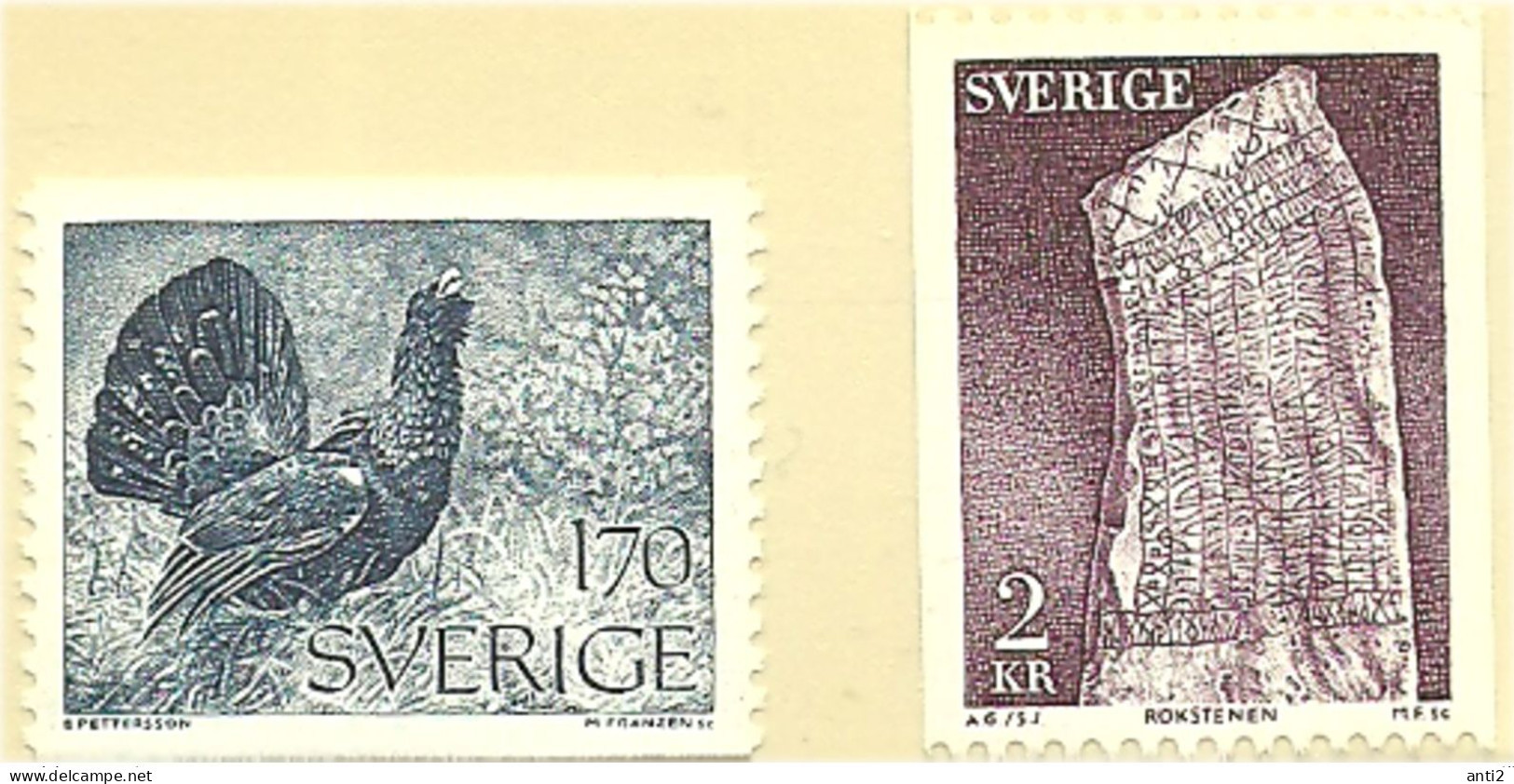 Sweden 1975 Nature  Bird Western Capercaillie (Tetrao Urogallus) And Runestone At Rök, Mi 906-907, MNH(**) - Ongebruikt