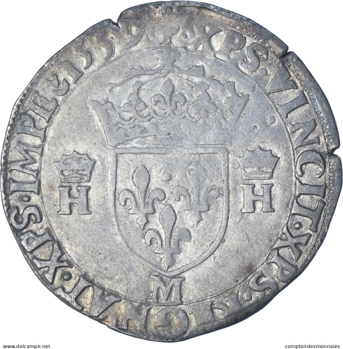 France, Henri II, Teston à La Tête Nue, 1559, Toulouse, TB+, Argent - 1547-1559 Henri II
