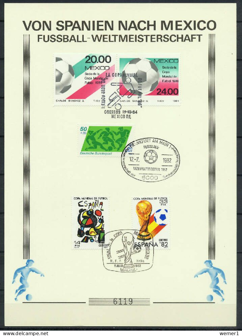 Mexico/ Germany/Spain 1982/1984 Football Soccer World Cup Commemorative Print - 1986 – Mexico