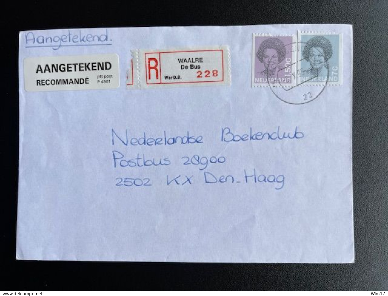 NETHERLANDS 1993 REGISTERED LETTER WAALRE DE BUS TO 'S GRAVENHAGE 02-10-1993 NEDERLAND AANGETEKEND - Brieven En Documenten