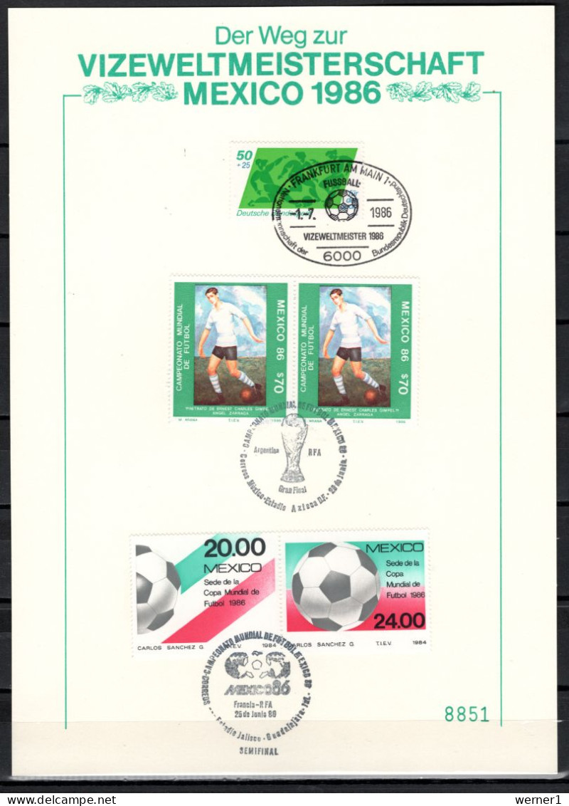 Mexico/ Germany 1986 Football Soccer World Cup Commemorative Print, Germany Vice Champion - 1986 – Messico