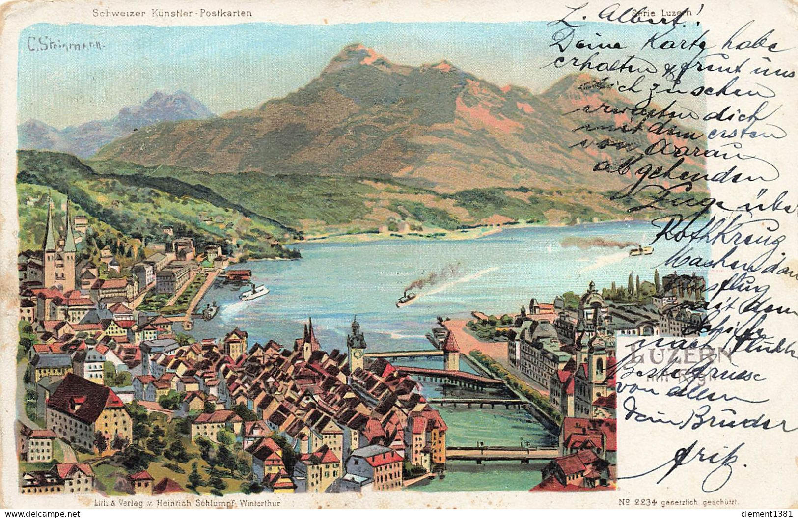 Lucerne Luzern Lithographie - Lucerna