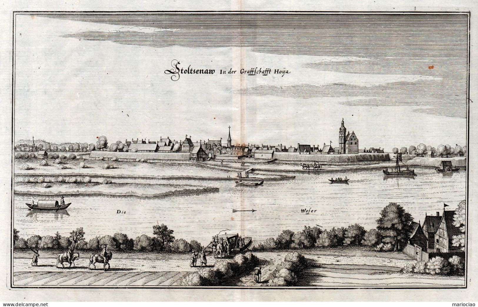 ST-DE STOLZENAU Im Landkreis Nienburg-Weser In Niedersachsen 1650 Matthaeus Merian Kupferstich - Stiche & Gravuren