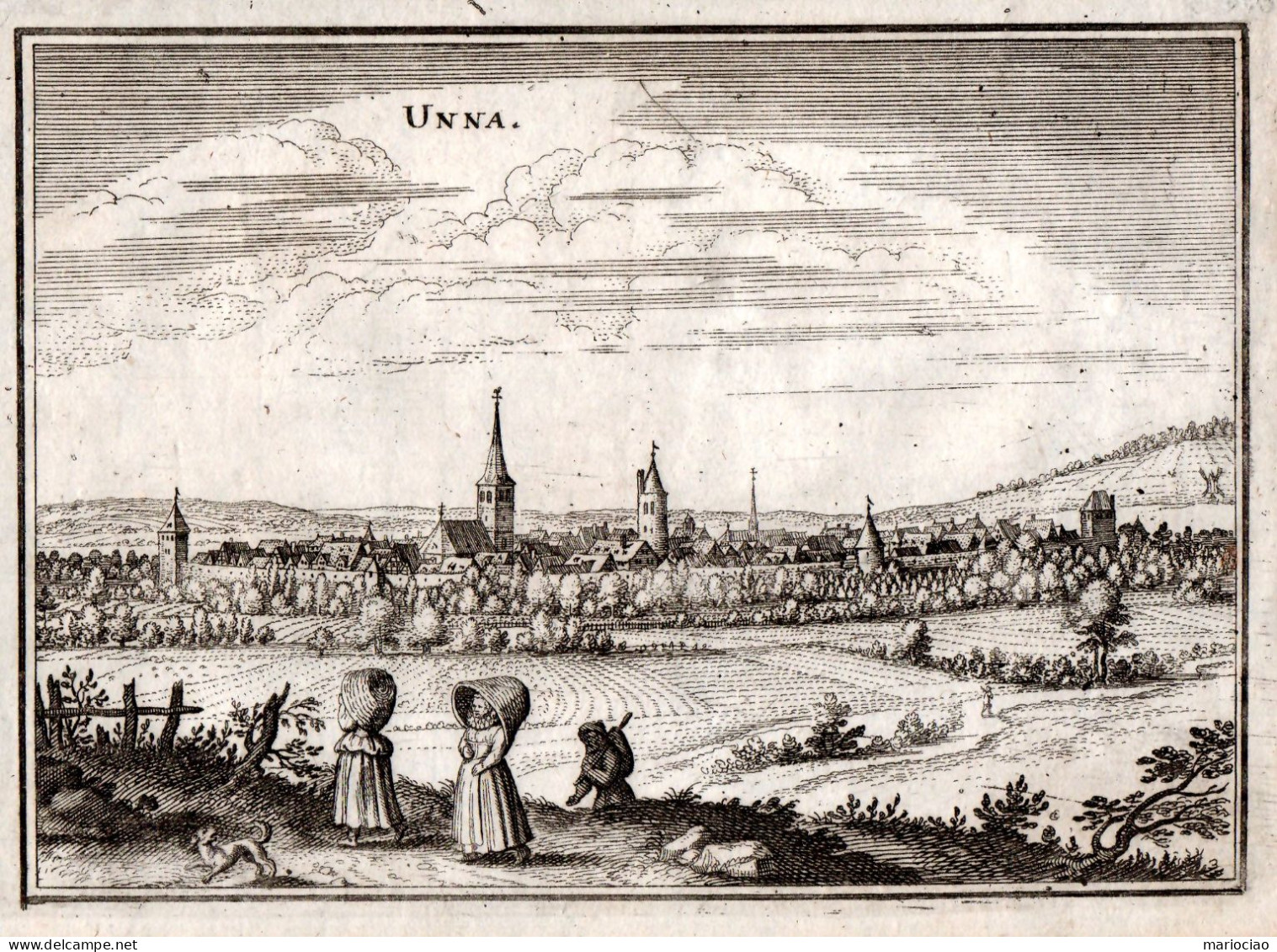 ST-DE UNNA Westphalia 1655 Matthäus Merian Topographia Germaniae - Estampes & Gravures