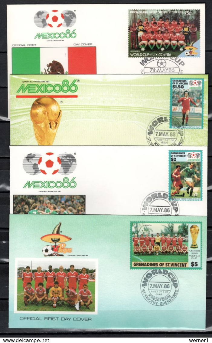 St. Vincent - Grenadines 1986 Football Soccer World Cup 4 FDC - 1986 – Messico