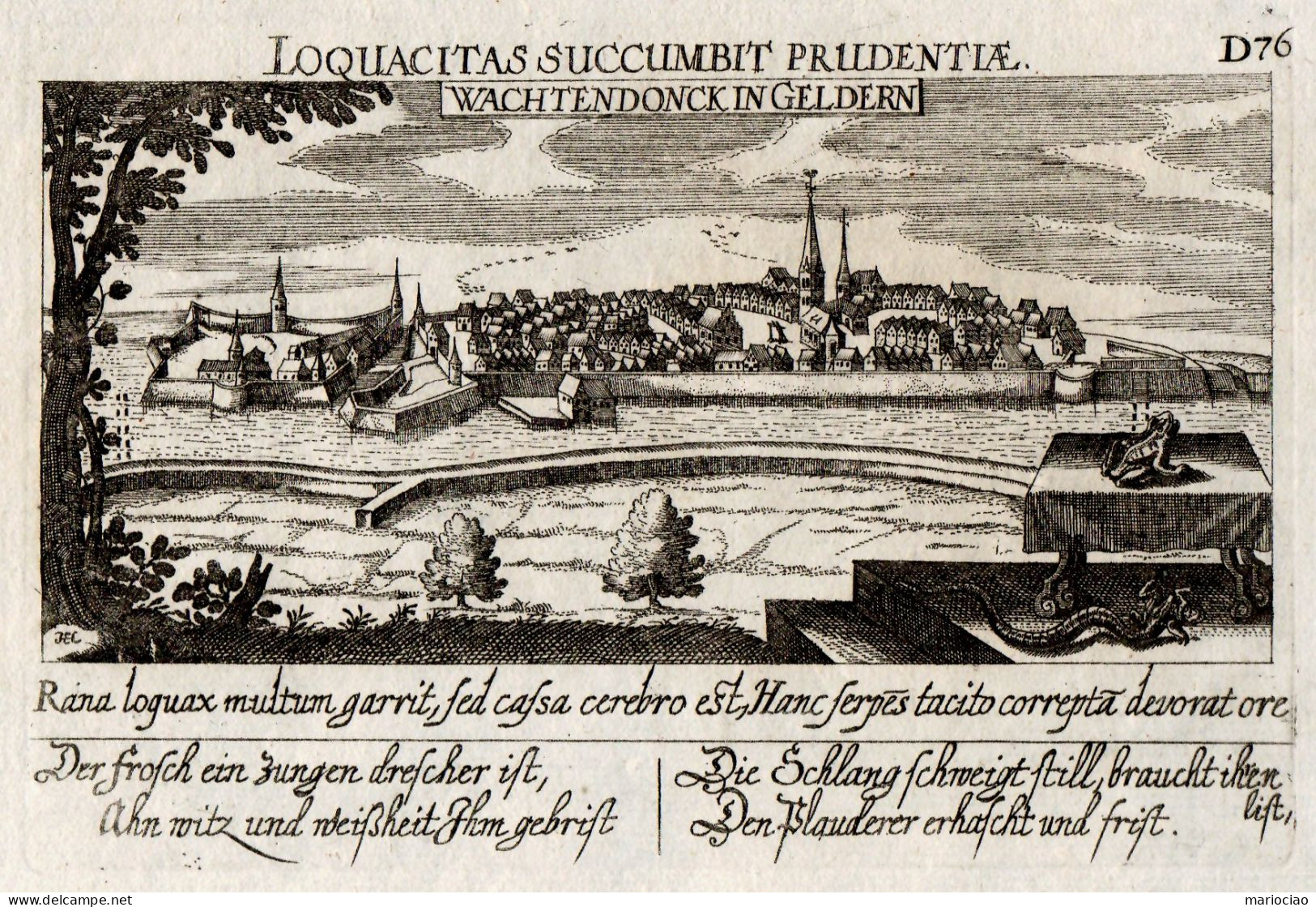 ST-DE WACHTENDONK 1630~ Wachtendonck In Geldern Daniel Meisner -Loquacitas Succumbit Prudentiae - Stiche & Gravuren