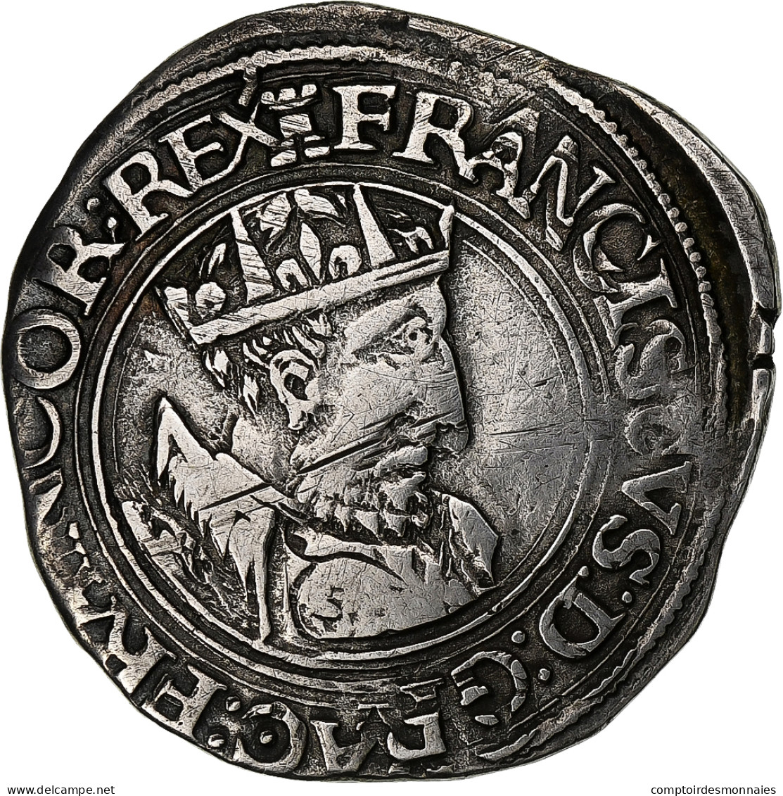 France, François Ier, 1/2 Teston, 1540-1547, Tours, 5th Type, Argent, TTB+ - 1515-1547 Francisco I