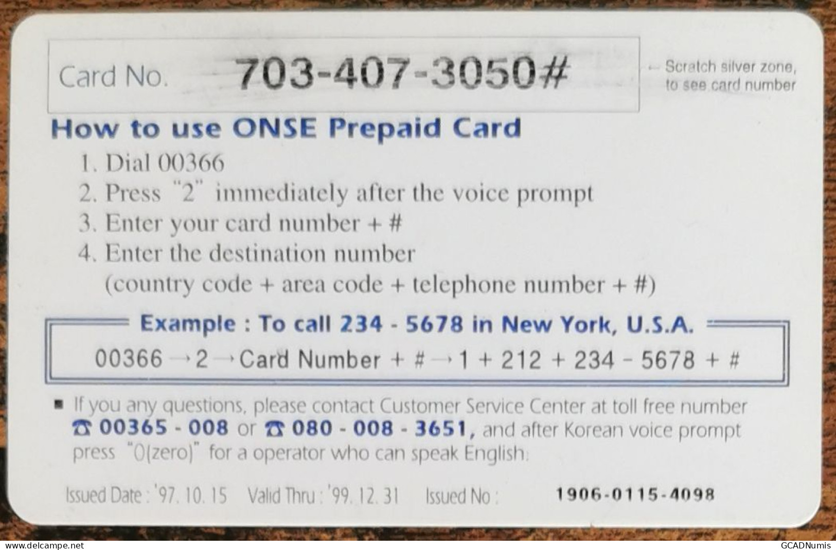 Carte De Recharge - European Sights ONSE Corée Du Sud 1997 - Télécarte ~57 - Corea Del Sur
