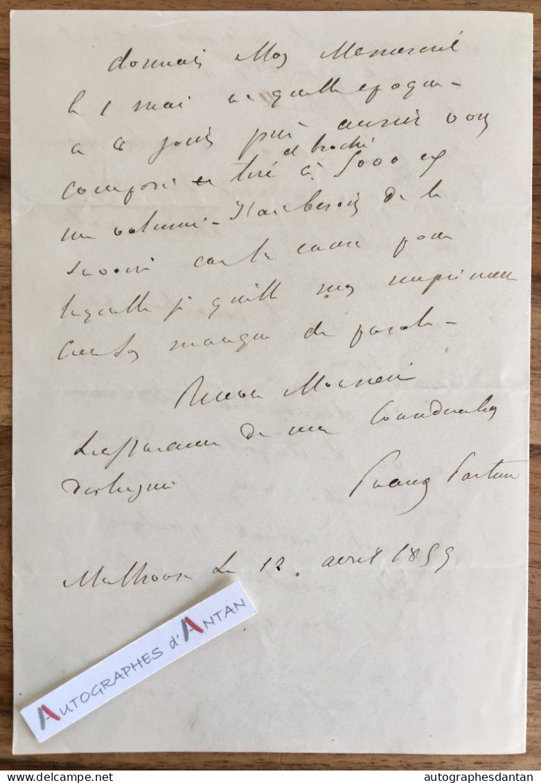 ● L.A.S 1855 François PUAUX - Pasteur à Mulhouse - Lettre + Fiche Autobiographique - Né à Vallon Pont D'Arc (Ardèche) - Other & Unclassified