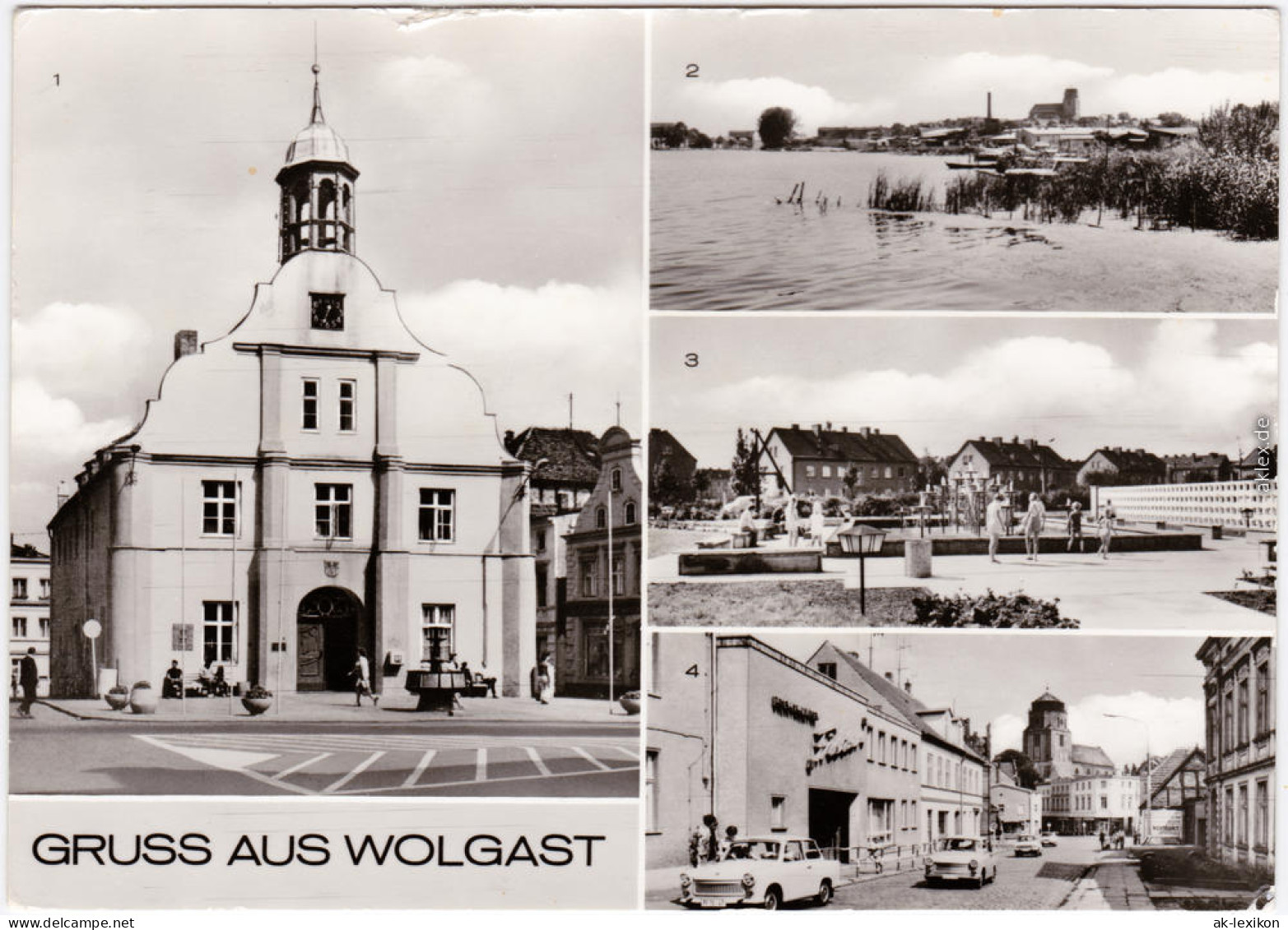 Wolgast Rathaus, Peene, Springbrunnen Hufelandstraße, Chausseestraße 1978 - Wolgast