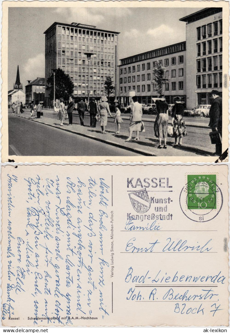 Kassel Cassel Scheidemannplatz Und Hochhaus Foto Anichtskarte  1961 - Kassel