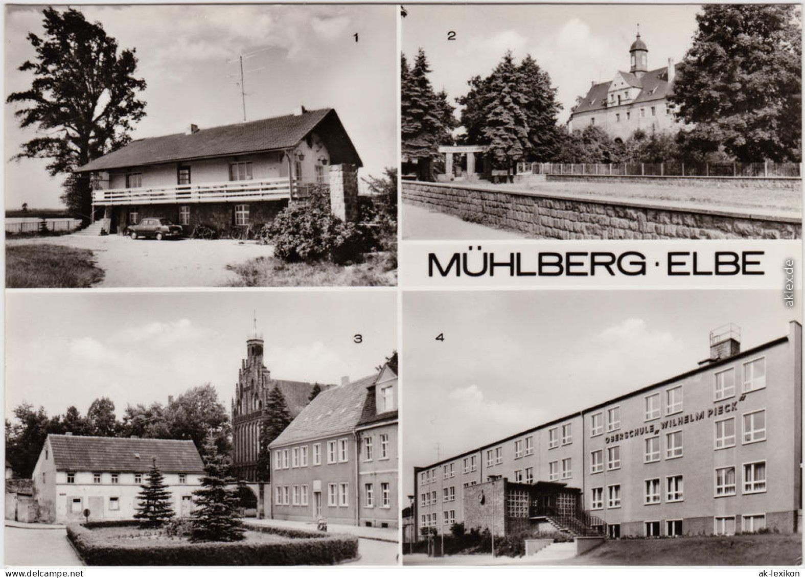 Mühlberg Elbe Miłota Klubgaststätte, Schloss, Thälmannplatz, Oberschule 1979 - Mühlberg