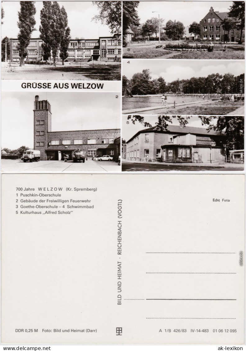 Welzow Wjelcej Oberschulen, Feuerwehr, Schwimmbad, Kulturhaus 1983  - Welzow