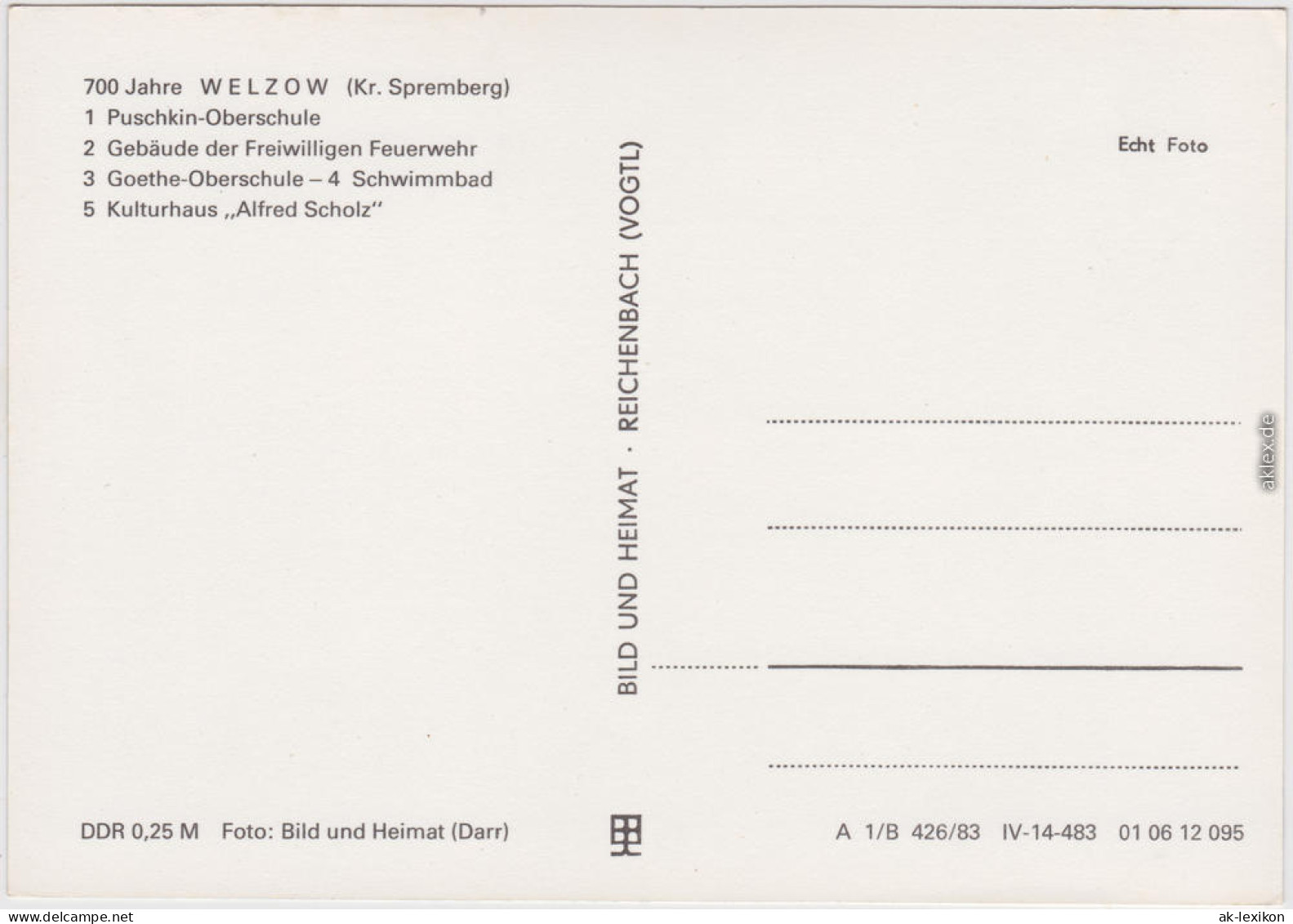 Welzow Wjelcej Oberschulen, Feuerwehr, Schwimmbad, Kulturhaus 1983  - Welzow