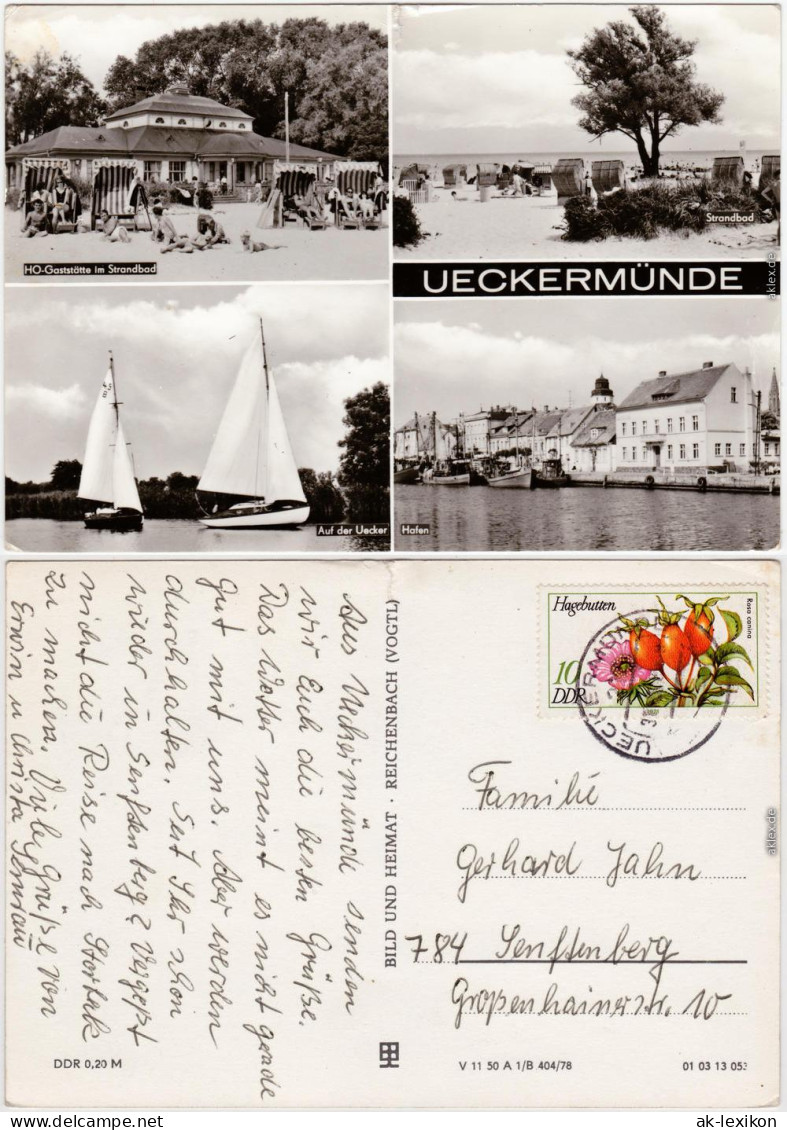 Ueckermünde Gaststätte, Strandbad, Hafen, Segelboote B Greifswald 1978 - Ückermünde