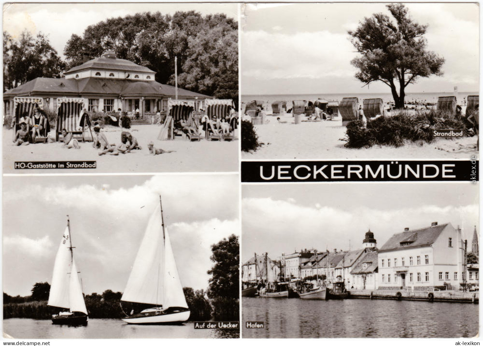 Ueckermünde Gaststätte, Strandbad, Hafen, Segelboote B Greifswald 1978 - Ückermünde