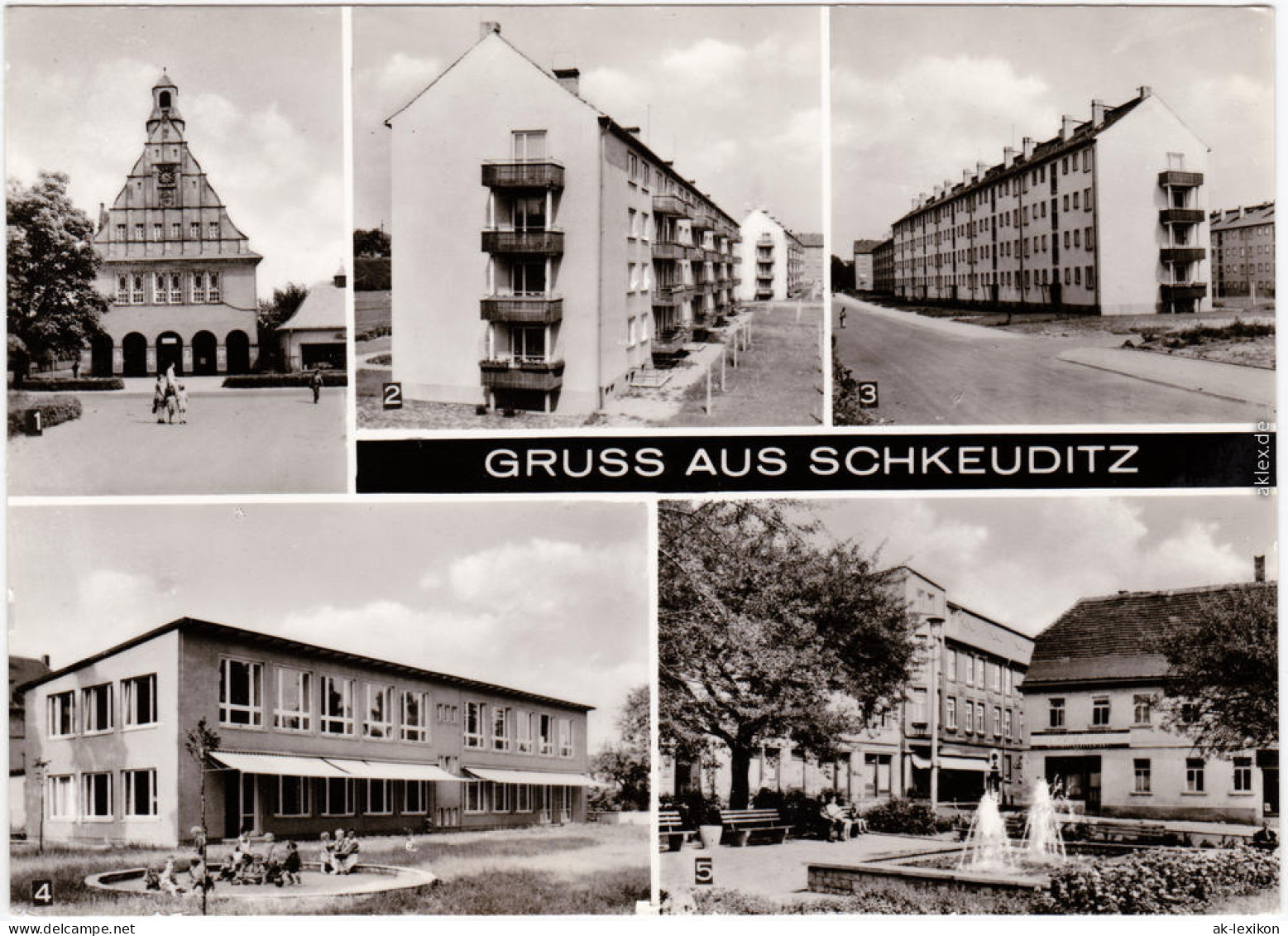 Foto Ansichtskarte Schkeuditz Rathaus, Neuer Weg, Oststraße, Marktplatz 1977 - Schkeuditz