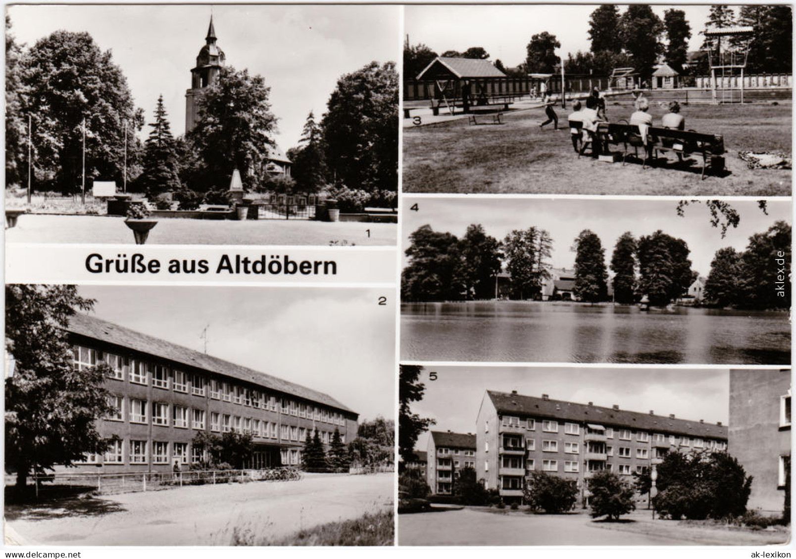 Altdöbern Niedrlausitz Markt, Oberschule, Freibad, Teich, Neubauten 1986 - Altdoebern