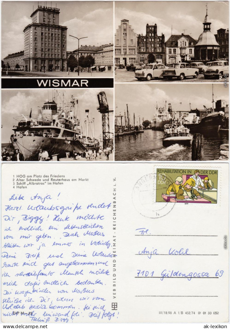 Wismar HOF  Platz Des Friedens, Reuterhaus, Schiff Albatros, Hafen 1974 - Wismar