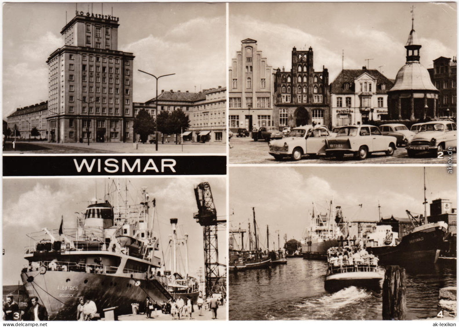 Wismar HOF  Platz Des Friedens, Reuterhaus, Schiff Albatros, Hafen 1974 - Wismar