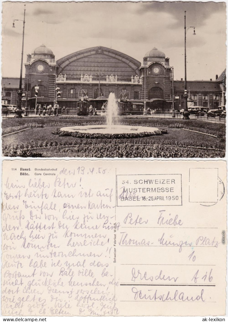 Basel Bundesbahnhof Ansichtskarte  1950 - Sonstige & Ohne Zuordnung