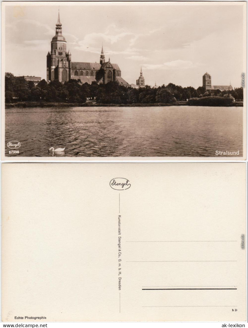 Stralsund Marienkirche Panorama Foto Ansichtskarte  1932 - Stralsund