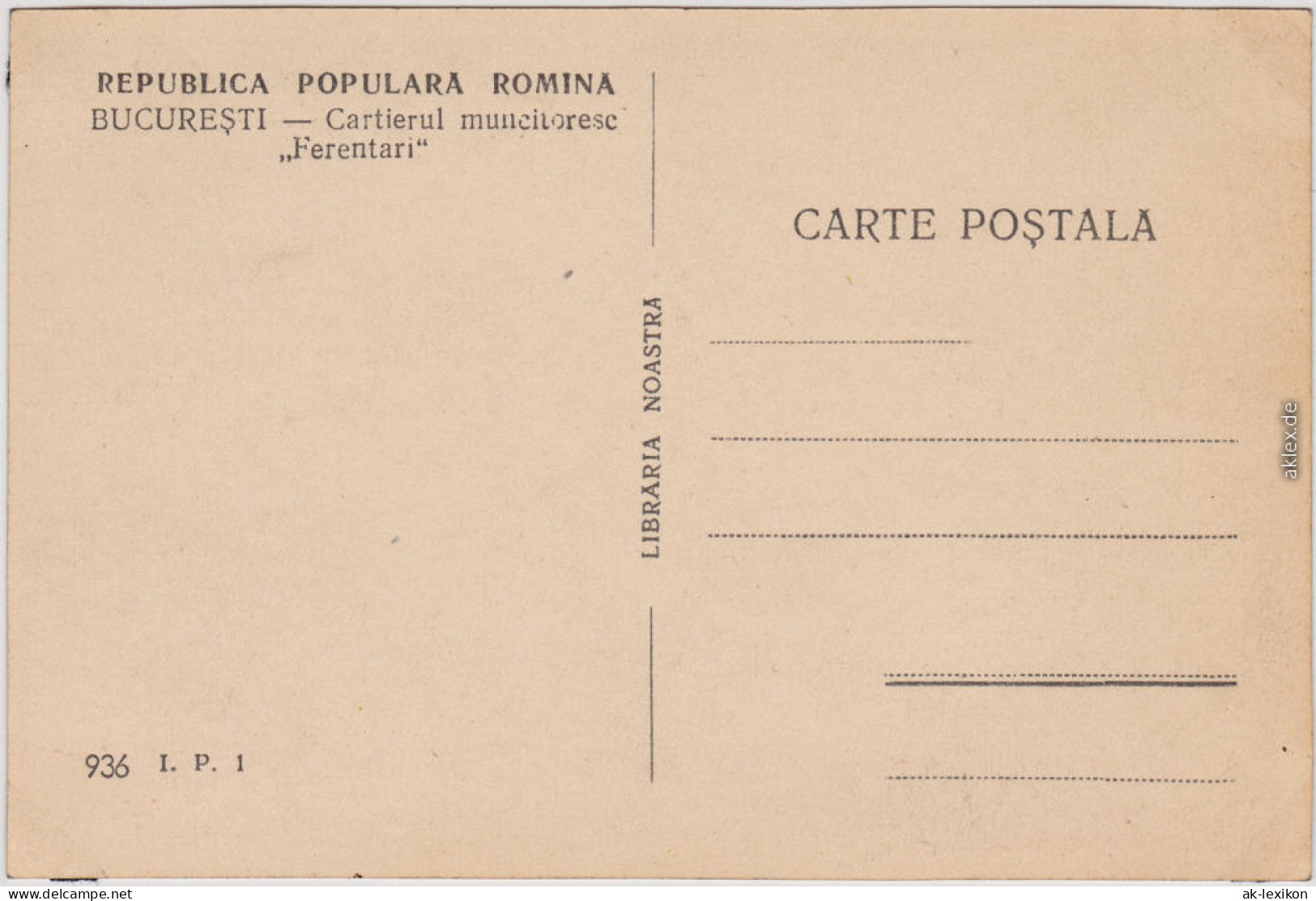 Ansichtskarte Bukarest Bucureşti Cartierul Muneitoresc Ferentari 1950 - Roumanie