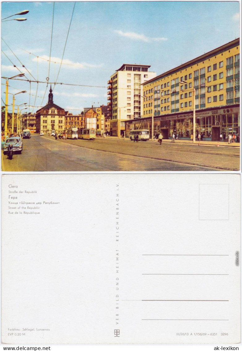 Gera Straße Der Republik, Straßenbahn, Heinrichstraße 1969  - Gera