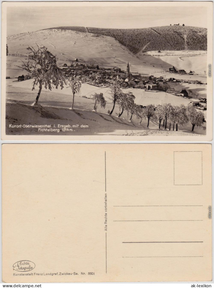 Oberwiesenthal Foto Ansichtskarte Erzgebirge Winterpartie An Der Stadt 1932 - Oberwiesenthal
