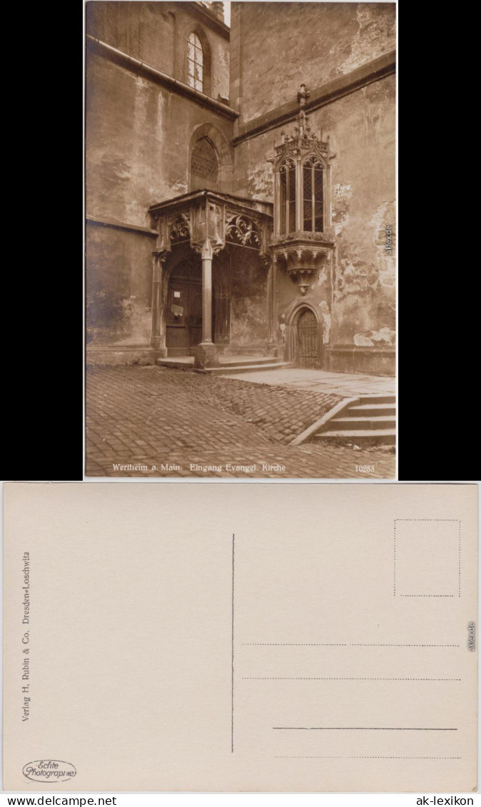 Foto Ansichtskarte  Wertheim Eingang - Evangelische Kirche 1928 - Wertheim