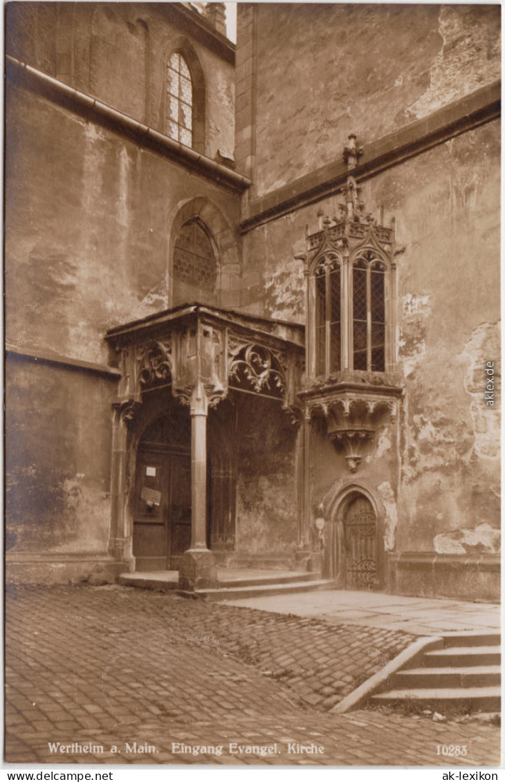 Foto Ansichtskarte  Wertheim Eingang - Evangelische Kirche 1928 - Wertheim