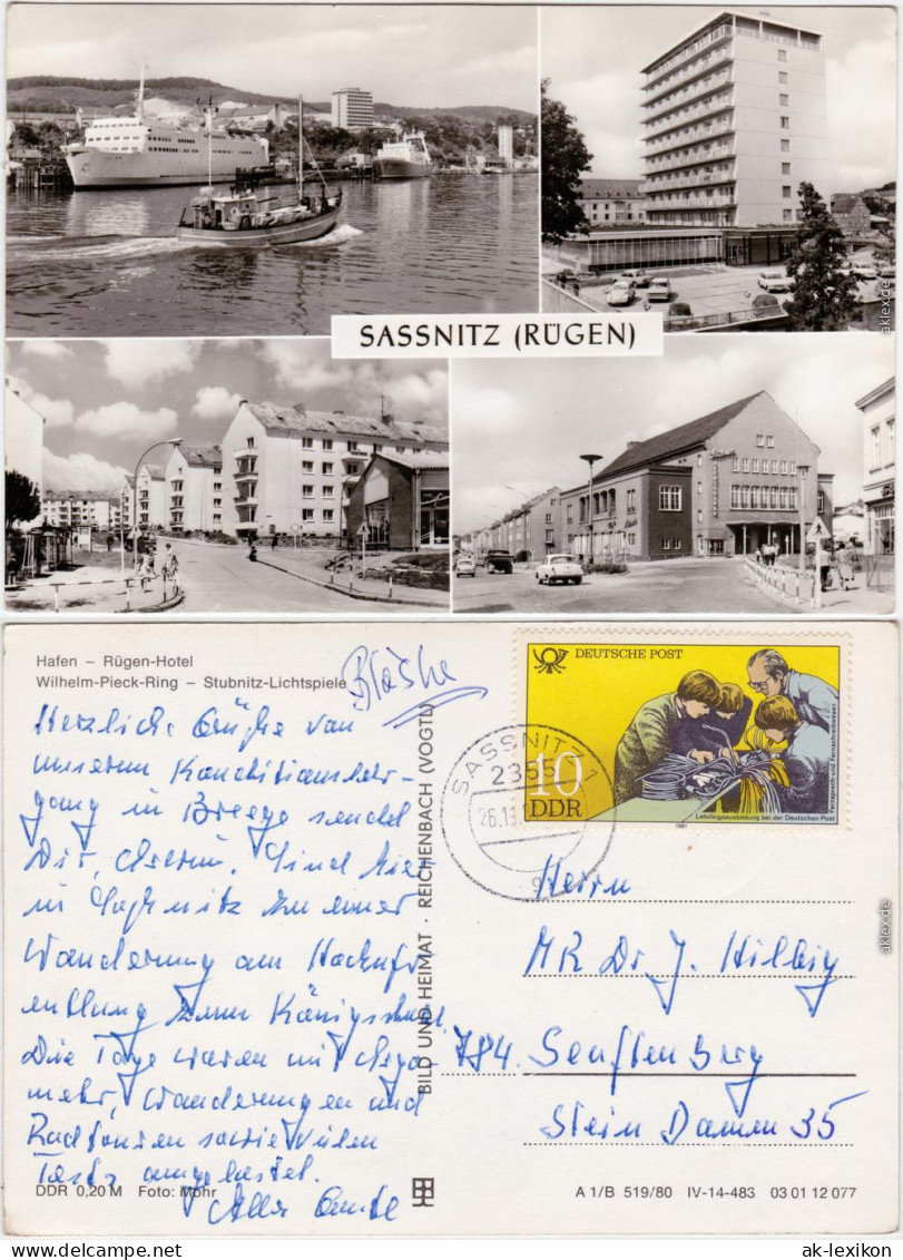 Sassnitz Saßnitz Hafen, Rügen-Hotel, Wilhelm-Pieck-Ring,  Lichtspiele  1980 - Sassnitz