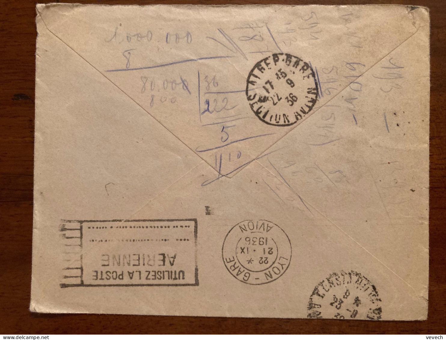 LETTRE Par Avion Pour Le MAROC TP PAIX 75c X2 OBL.21-9 36 LYON TERREAUX AVION RHONE (69) - 1932-39 Frieden