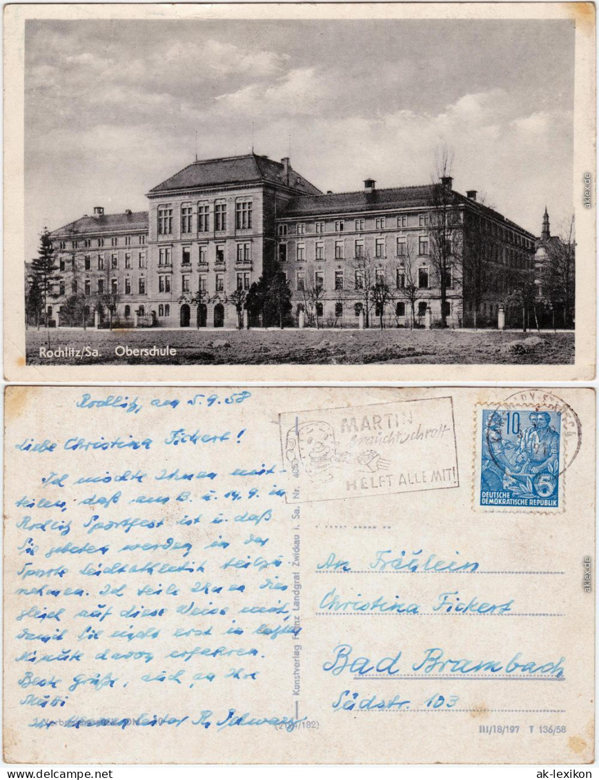 Rochlitz Oberschule Ansichtskarte  1958 - Rochlitz