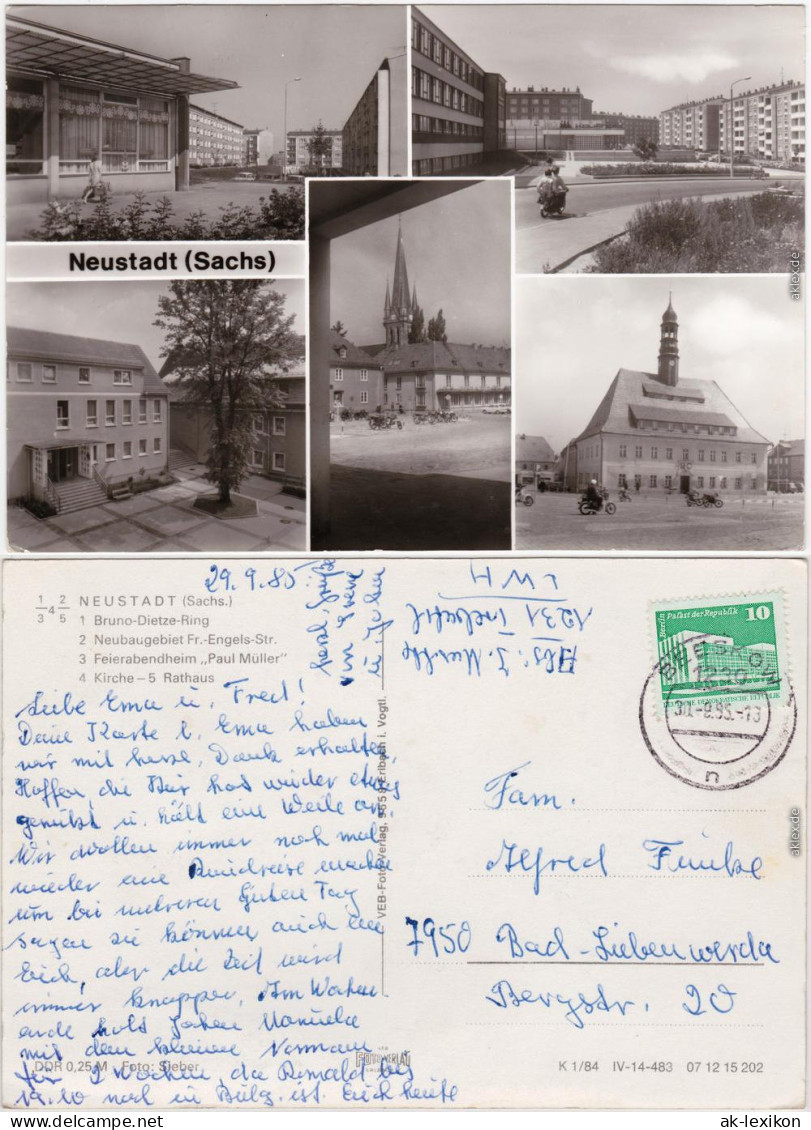 Neustadt Sachsen Bruno-Dietze-Ring, Neubaugebiet, Feierabemdheim, Kirche 1984 - Neustadt