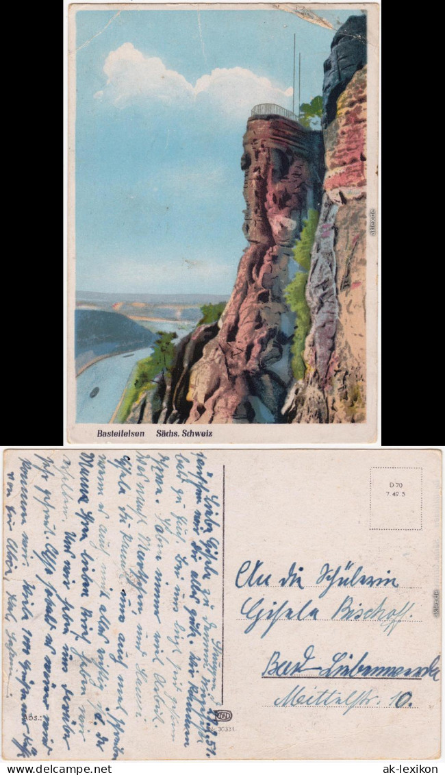Rathen Basteifelsen Sächsische Schweiz Seltene Künstlerkarte Ansichtskarte 1955 - Rathen