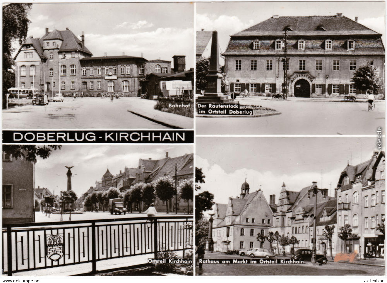 Doberlug-Kirchhain Dobrilugk  Bahnhof, Rautenstock, Rathaus Am Markt 1981 - Doberlug-Kirchhain