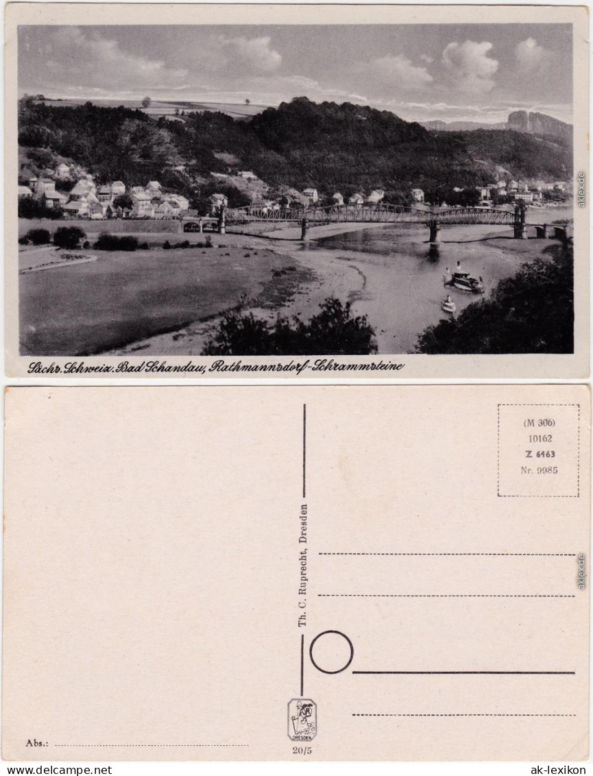 Ansichtskarte Bad Schandau Blick Auf Stadt Und Brücke 1950 - Bad Schandau