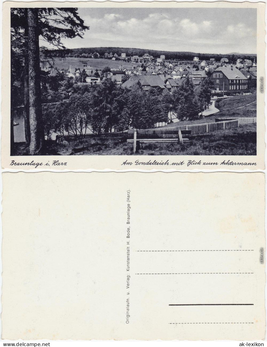 Ansichtskarte Braunlage Am Gondelteich Mit Blick Zum Ackermann 1928 - Braunlage