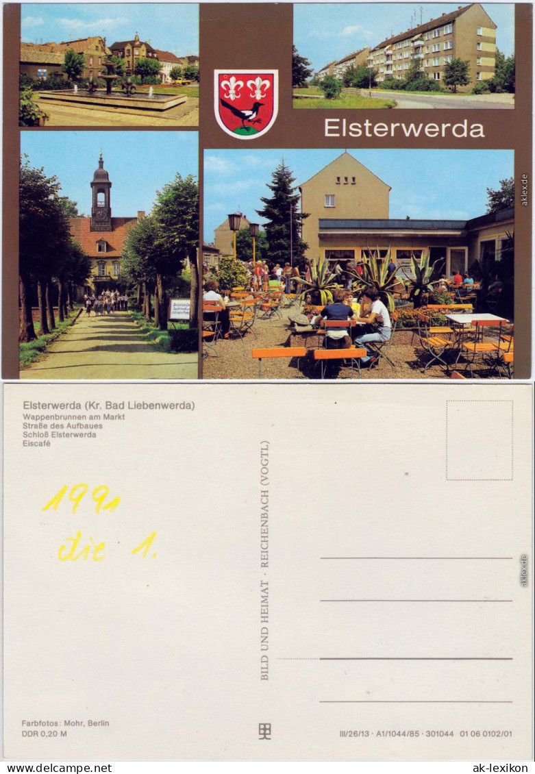 Elsterwerda Wappenbrunnen Am Markt, Straße Des Aufbaus, Schloss, Eiscafé 1985 - Elsterwerda