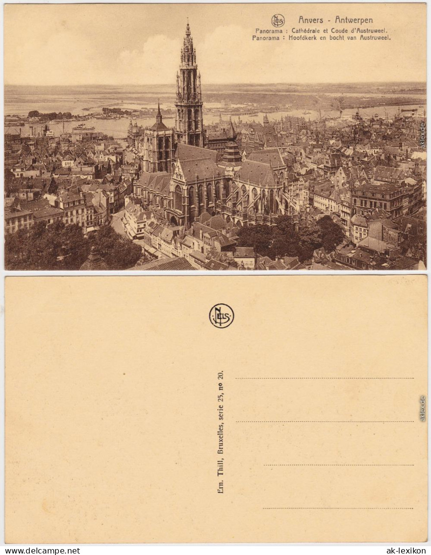 Antwerpen Anvers Panorama Mit Kathedrale Zu Antwerpen / Hofkirche 1918 - Other & Unclassified