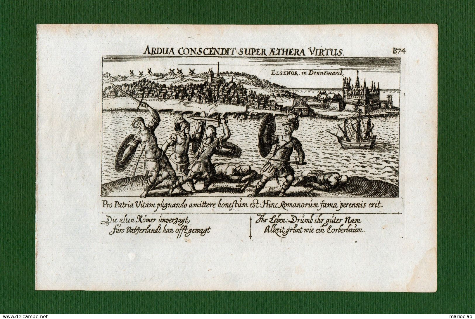 ST-DK HELSINGÖR 1678~ Elsenor In Dennemarck Daniel Meisner ARDUA CONSCENDIT SUPER AETHERA VIRTUS - Estampes & Gravures